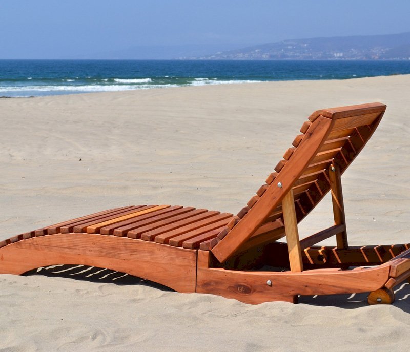 Penny Wooden Sun Lounger (Options: Single, Redwood, Snack Trays on Right Side, 13" H, Wheels, No Cushion,Transparent Premium Sealant). Penny Wooden Sun Lounger (Options: Single, Redwood, Snack Trays on Right Side, 13" H, Wheels, No Cushion,Transparent Premium Sealant).