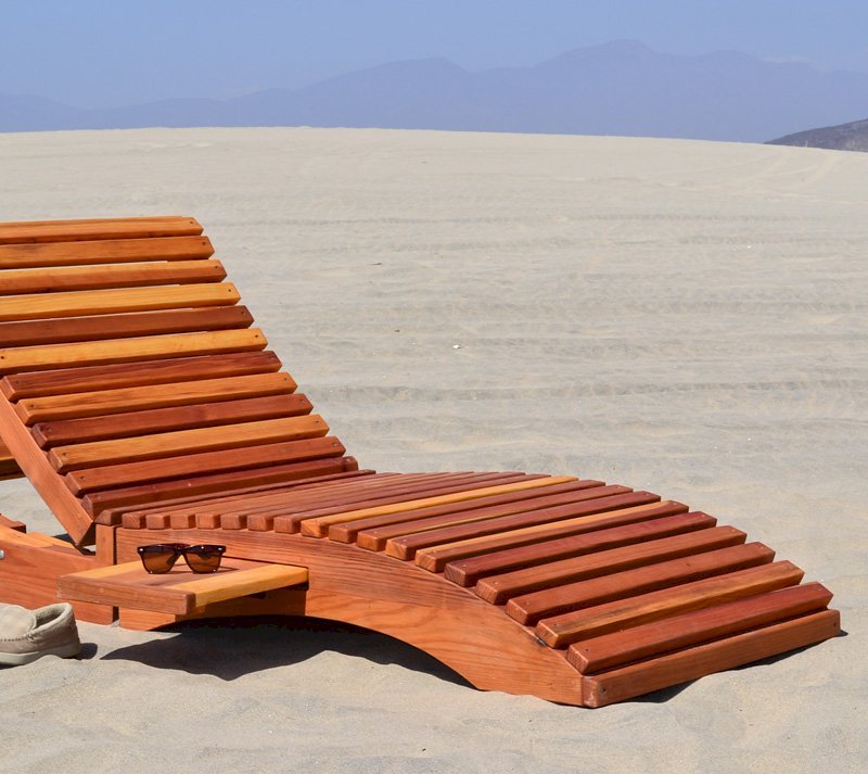 Penny Wooden Sun Lounger (Options: Single, Redwood, Snack Trays on Right Side, 13" H, Wheels, No Cushion,Transparent Premium Sealant). Penny Wooden Sun Lounger (Options: Single, Redwood, Snack Trays on Right Side, 13" H, Wheels, No Cushion,Transparent Premium Sealant).