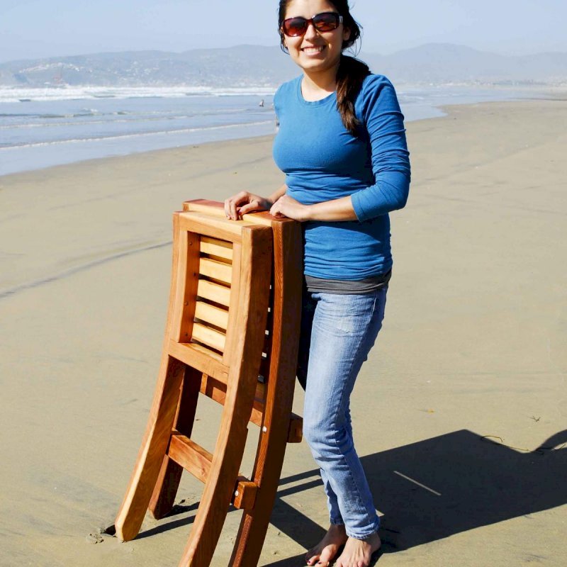 JUST 2 PARTS FOR EASY TRANSPORT: Portable Beach Chair (Options: Redwood, Transparent Premium Sealant). Photo Courtesy of Ms. Gladys Carlotta, Ensenada, Mexico. JUST 2 PARTS FOR EASY TRANSPORT: Portable Beach Chair (Options: Redwood, Transparent Premium Sealant). Photo Courtesy of Ms. Gladys Carlotta, Ensenada, Mexico.