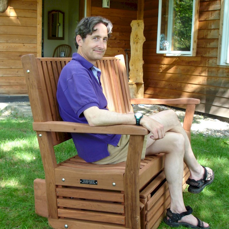 Porter Thayer Glider (Options: Double, Old-Growth Redwood, No Cushion, Transparent Premium Sealant). Photo Courtesy of Whitney Leonard. Porter Thayer Glider (Options: Double, Old-Growth Redwood, No Cushion, Transparent Premium Sealant). Photo Courtesy of Whitney Leonard.