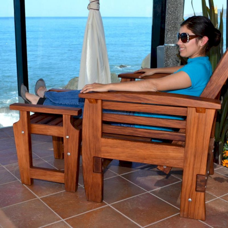 Reclining Redwood Easy Chair (Options: Add Easychair Ottoman, Mature Redwood, No Cushion, Transparent Premium Sealant). Reclining Redwood Easy Chair (Options: Add Easychair Ottoman, Mature Redwood, No Cushion, Transparent Premium Sealant).