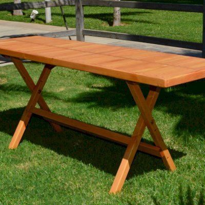 Rectangular Folding Picnic Table (Options: 72" L, 24'' W, No Seating, Douglas-fir, Seamless Tabletop, Boards Laid in the Same Direction, Squared Corners, No Umbrella Hole, Transparent Premium Sealant). 