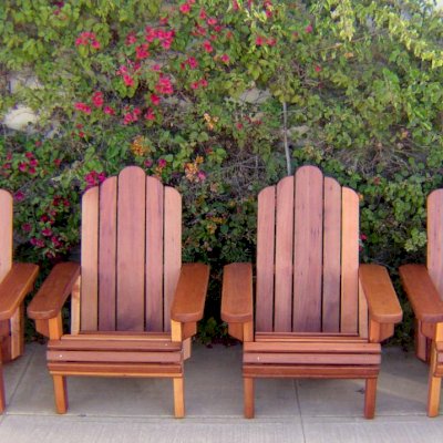 4 Redwood Adirondack Chair (Options: Standard Size, Mature Redwood, No Cushion, Transparent Premium Sealant)