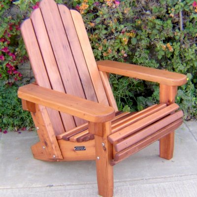 Redwood Adirondack Chair (Options: Standard Size, Mature Redwood, No Cushion, Transparent Premium Sealant)
