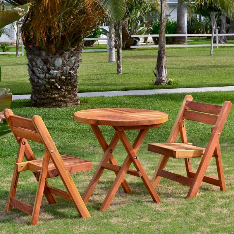 Redwood Folding Table And Chairs Set Custom Wood Furniture