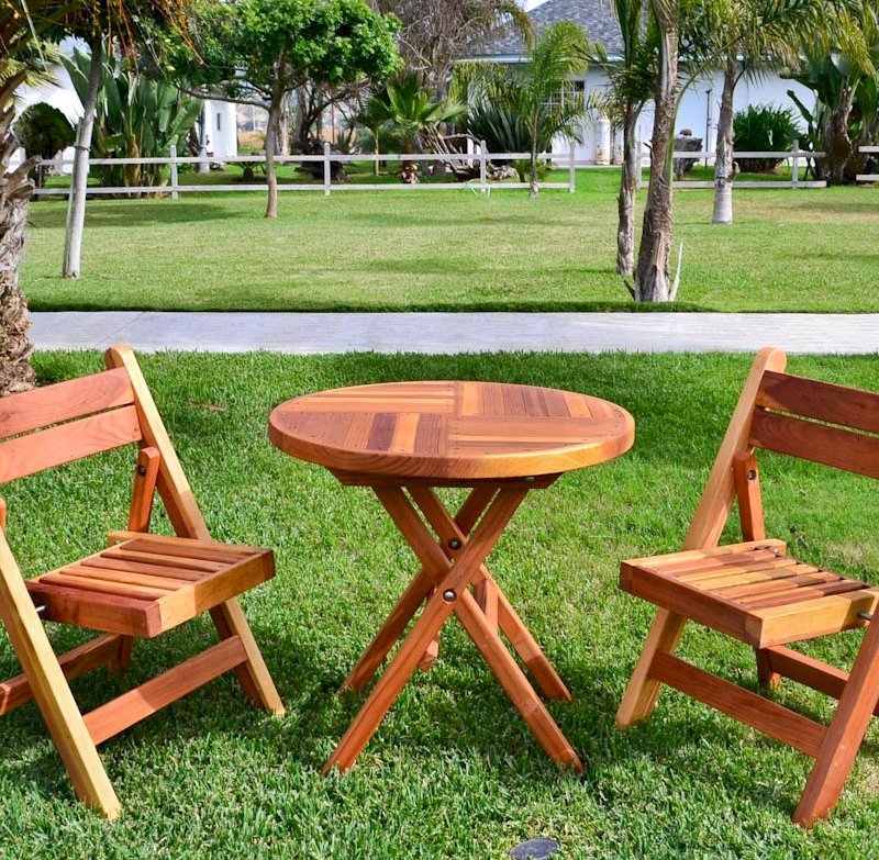Redwood Folding Table And Chairs Set Custom Wood Furniture