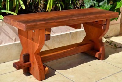 Redwood Trestle Bench