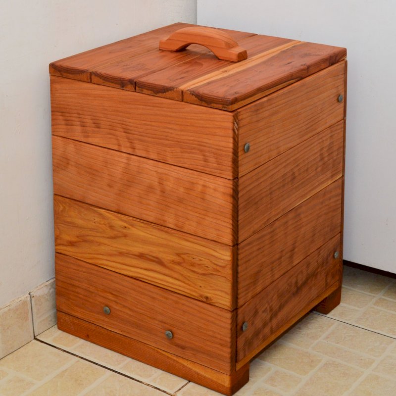 Regal Refuse Receptacle (Options: 24" W, 24" L, 24" H, Redwood, Unattached to Receptacle, No Casters, Transparent Premium Sealant). Regal Refuse Receptacle (Options: 24" W, 24" L, 24" H, Redwood, Unattached to Receptacle, No Casters, Transparent Premium Sealant).