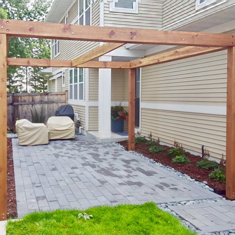 Retractable Canopy Pergola (Options: 14' L x 12' W, No Privacy Panel, California Redwood, 9 ft Post Height, No Electrical Wiring Trim, Replaced Our Anchor Kit with a Knife Plate Connector System to Achieve a More Modern Way to Attach the Posts, No Post Decorative Trim, No Ceiling Fan Base, No Curtain Rods, Transparent Premium Sealant). Photo Courtesy of B. Sill of Edina, Minnesota. Retractable Canopy Pergola (Options: 14' L x 12' W, No Privacy Panel, California Redwood, 9 ft Post Height, No Electrical Wiring Trim, Replaced Our Anchor Kit with a Knife Plate Connector System to Achieve a More Modern Way to Attach the Posts, No Post Decorative Trim, No Ceiling Fan Base, No Curtain Rods, Transparent Premium Sealant). Photo Courtesy of B. Sill of Edina, Minnesota.