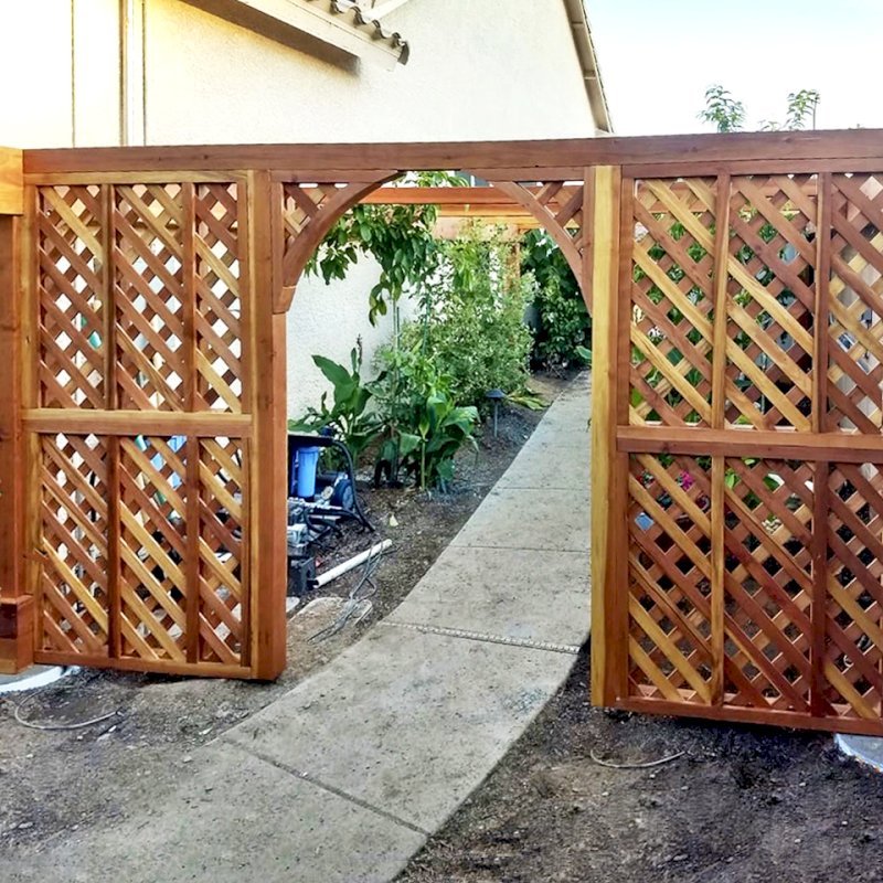 Custom Retractable Canopy Pergola (Options: 23' L x 12.5' W, Custom Lattice Entryway, California Redwood, 8.5 ft Post Height, No Electrical Wiring Trim, No Ceiling Fan Base, No Curtain Rods, Post Anchor Kit for Concrete, Transparent Premium Sealant). Photo Courtesy of D. Morris of Phoenix, Arizona. Custom Retractable Canopy Pergola (Options: 23' L x 12.5' W, Custom Lattice Entryway, California Redwood, 8.5 ft Post Height, No Electrical Wiring Trim, No Ceiling Fan Base, No Curtain Rods, Post Anchor Kit for Concrete, Transparent Premium Sealant). Photo Courtesy of D. Morris of Phoenix, Arizona.