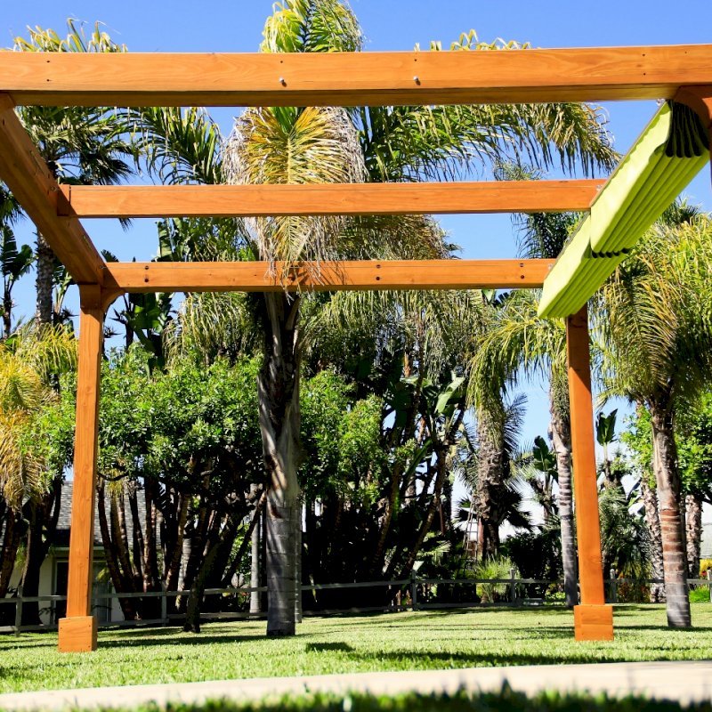 Retractable Canopy Pergola (Options: 12' L x 12' W, No Privacy Panel, Douglas-Fir, 9ft Post Height, No Electrical Wiring Trim, Gale Wind Anchor Kit, No Post Decorative Trim, No Ceiling Fan Base, No Curtain Rods Transparent Premium Sealant). Retractable Canopy Pergola (Options: 12' L x 12' W, No Privacy Panel, Douglas-Fir, 9ft Post Height, No Electrical Wiring Trim, Gale Wind Anchor Kit, No Post Decorative Trim, No Ceiling Fan Base, No Curtain Rods Transparent Premium Sealant).