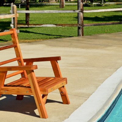 Robin's Retro Patio Chair (Options: Redwood, No Cushion, Transparent Premium Sealant)