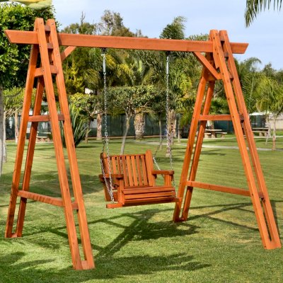 Rory's Armchair Swing Sets (Options: Mature Redwood, Classic Design Seat, No Engraving, Transparent Premium Sealant)