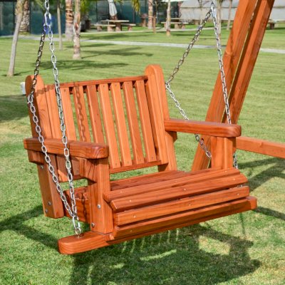 Rory's Armchair Swing Sets (Options: Mature Redwood, Classic Design Seat, No Engraving, Transparent Premium Sealant).