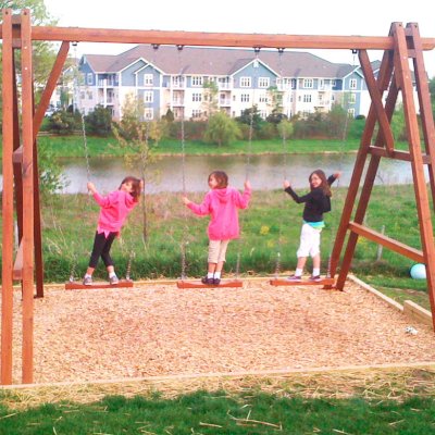 Rory's Giant Playground Swing Sets (Options: Mature Redwood, 3 Rory's Swing Seats, Transparent Premium Sealant). 3 crazed young ladies not included...