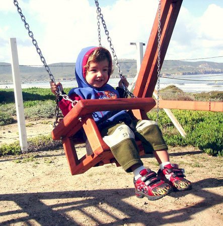 Toddler/Small Kid's Swing Seat - Mature Redwood This swing is being enjoyed by a three-year-old. Toddler swing seats can be used for kids up to age 5. Toddler/Small Kid's Swing Seat - Mature Redwood This swing is being enjoyed by a three-year-old. Toddler swing seats can be used for kids up to age 5.