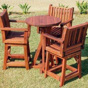 Round Redwood Cocktail Table - Custom Made Wood Tables