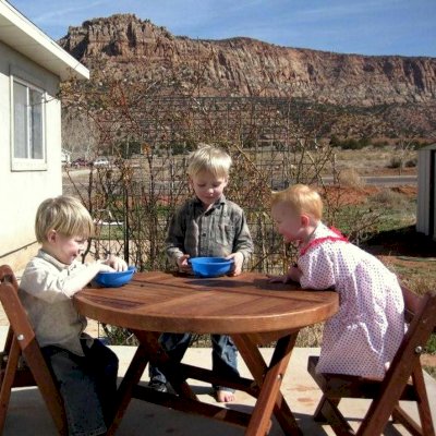 Round Folding Wood Tables for Kids Forever Redwood