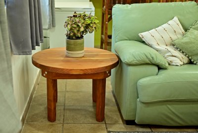 Round Solid Wood Side Table