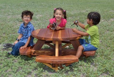 Round Wooden Picnic Table for Toddlers