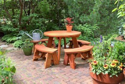 Round Wooden Picnic Tables (Detached Benches)