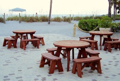 Round Wooden Picnic Tables (Detached Benches)