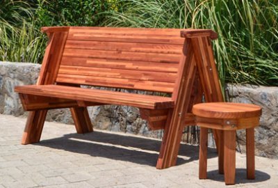 Rustic Redwood Bench