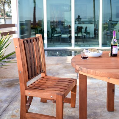 Ruth Redwood Dining Chair (Options: No Arms, Mature Redwood, No Cushion, Transparent Premium Sealant).