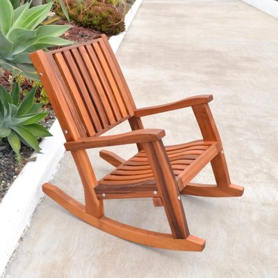 Ruth Redwood Rocker (Options: Standard Width, Deep, Mature Redwood, Transparent Premium Sealant).
