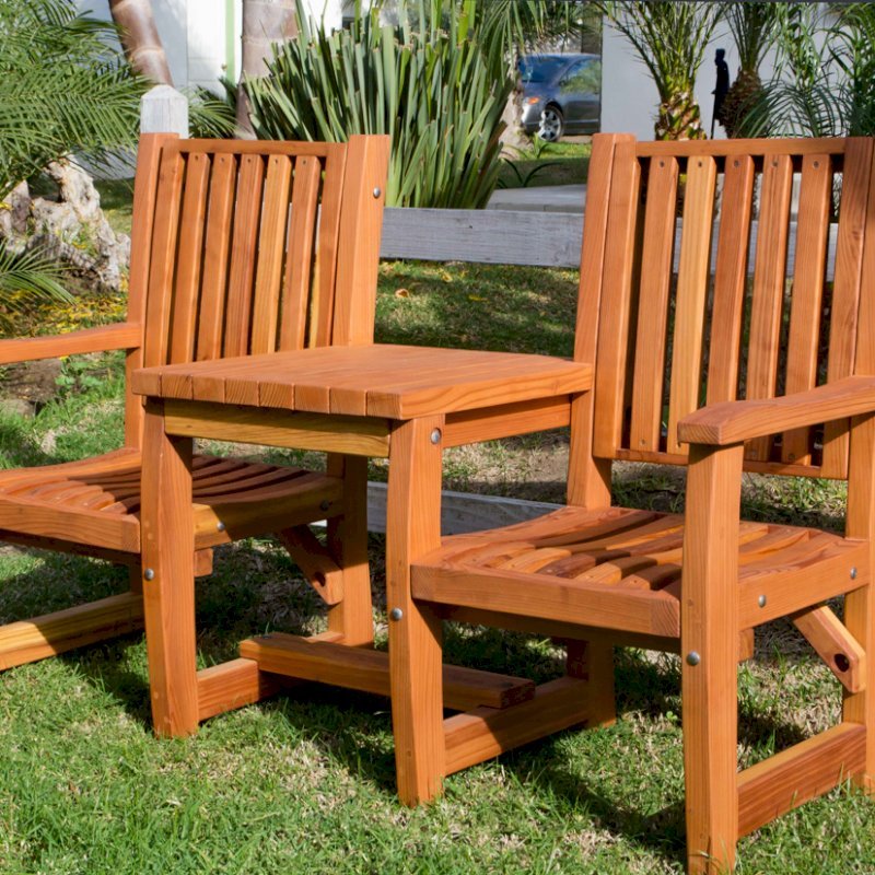 Ruth Vignette Settee (Options: Redwood, Slightly Rounded Corners, No Umbrella Hole, No Custom Cushion, Transparent Premium Sealant). Ruth Vignette Settee (Options: Redwood, Slightly Rounded Corners, No Umbrella Hole, No Custom Cushion, Transparent Premium Sealant).