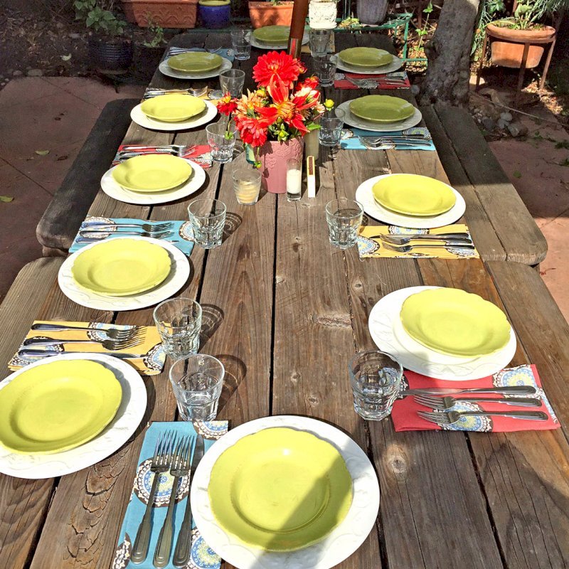 San Francisco Redwood Patio Table. Photo Courtesy of Lisa Hanauer. This photo shows a well used table that was 10 years old when these photos were taken. San Francisco Redwood Patio Table. Photo Courtesy of Lisa Hanauer. This photo shows a well used table that was 10 years old when these photos were taken.