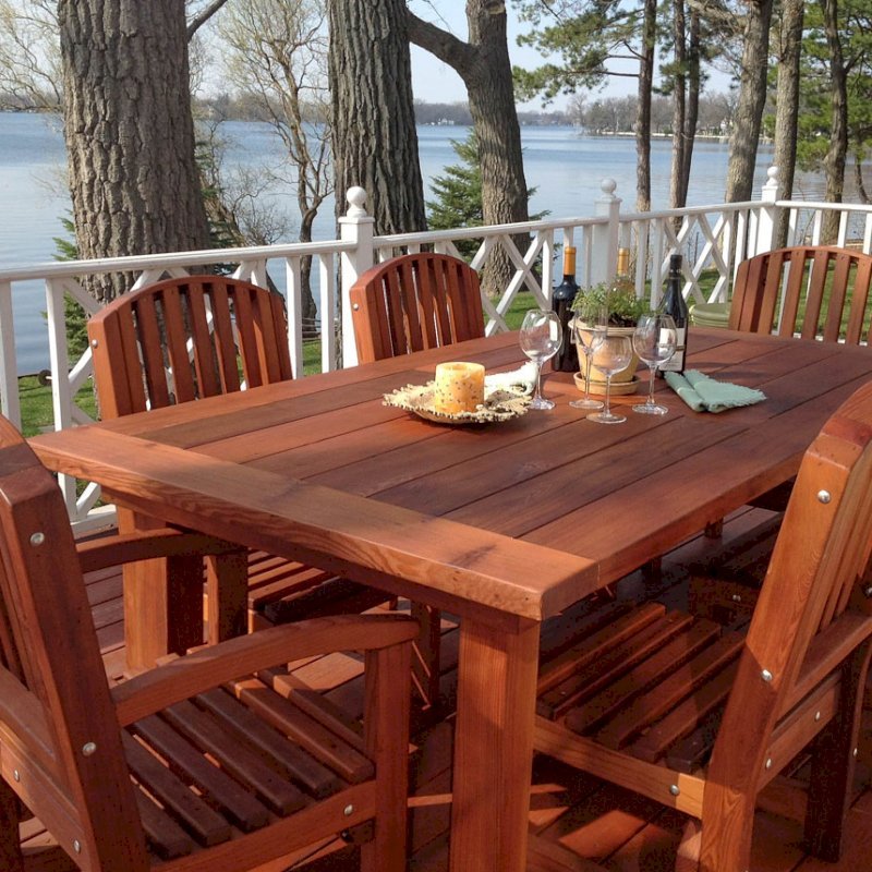 Redwood Patio Table Custom Made, Round Table Redwood City