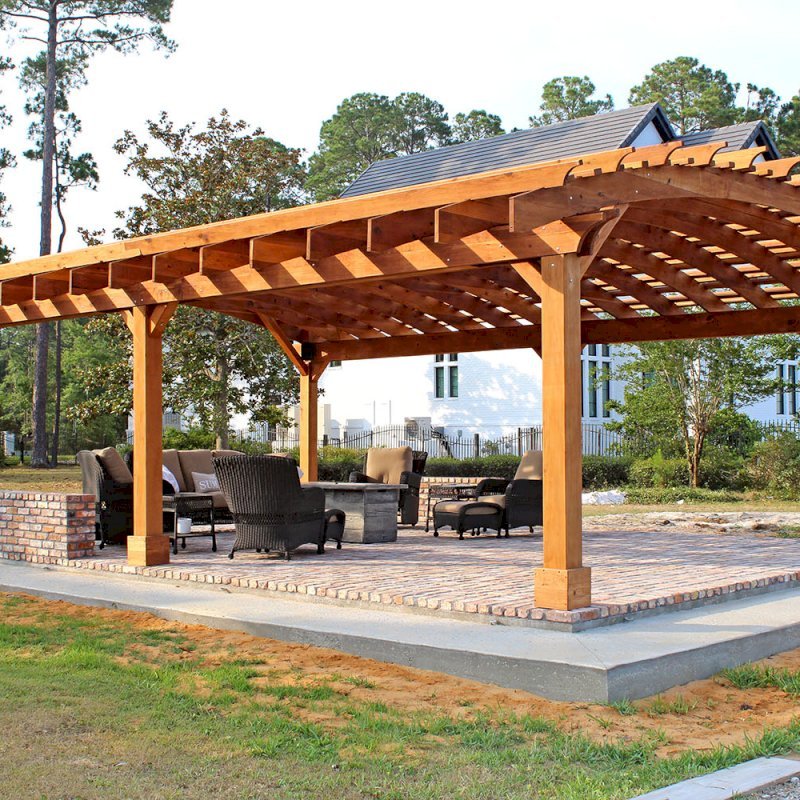 Sebastopol Pergolas (Options: 32' L x 24' Arc W, California Redwood, 6-Post Anchor Kit for Hurricane, No Ceiling Fan Base, Transparent Premium Sealant). Photo Courtesy of J. Graves of Santa Rosa Beach, Florida. Sebastopol Pergolas (Options: 32' L x 24' Arc W, California Redwood, 6-Post Anchor Kit for Hurricane, No Ceiling Fan Base, Transparent Premium Sealant). Photo Courtesy of J. Graves of Santa Rosa Beach, Florida.