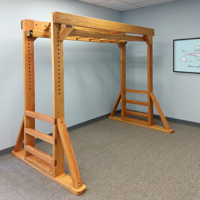 Sheldon's Monkey Bars (Options: 7 ft H, 8 ft L, Douglas-fir, Standard Step Option, Transparent Premium Sealant). Photo Courtesy of J. Pak of San Diego, CA. Sheldon's Monkey Bars (Options: 7 ft H, 8 ft L, Douglas-fir, Standard Step Option, Transparent Premium Sealant). Photo Courtesy of J. Pak of San Diego, CA.