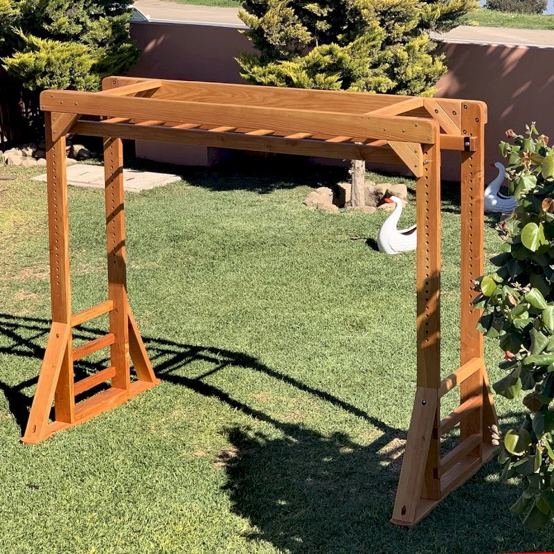 Sheldon's Monkey Bars (Options: 8 ft H, 9 ft L, Douglas-fir, Standard Step Option, Transparent Premium Sealant). Sheldon's Monkey Bars (Options: 8 ft H, 9 ft L, Douglas-fir, Standard Step Option, Transparent Premium Sealant).