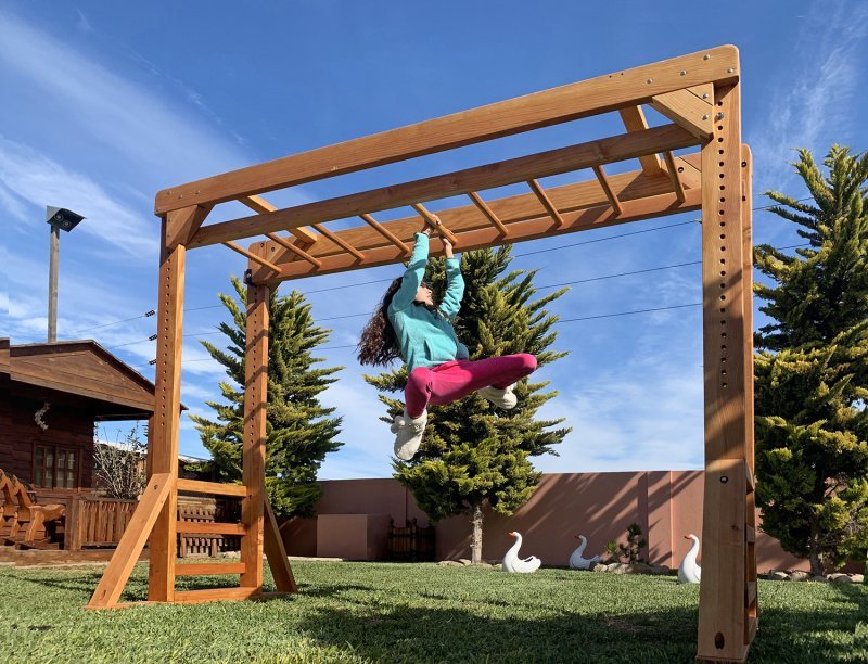 Sheldon's Monkey Bars (Options: 8 ft H, 9 ft L, Douglas-fir, Standard Step Option, Transparent Premium Sealant). Sheldon's Monkey Bars (Options: 8 ft H, 9 ft L, Douglas-fir, Standard Step Option, Transparent Premium Sealant).