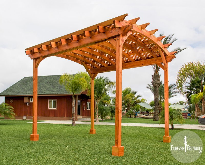 Small Arched Pergola Kits (Options: 10' L x 10' W, No Privacy Panels, Douglas-Fir, No Rain Guard, 9 ft Post Height, No Electrical Wiring Trim, No Decorative Trim, 4-post anchor kit for stone, brick or concrete (with anchor bolts), No Curtain Rods, No Retractable Shade Canopy, Transparent Premium Sealant). Small Arched Pergola Kits (Options: 10' L x 10' W, No Privacy Panels, Douglas-Fir, No Rain Guard, 9 ft Post Height, No Electrical Wiring Trim, No Decorative Trim, 4-post anchor kit for stone, brick or concrete (with anchor bolts), No Curtain Rods, No Retractable Shade Canopy, Transparent Premium Sealant).