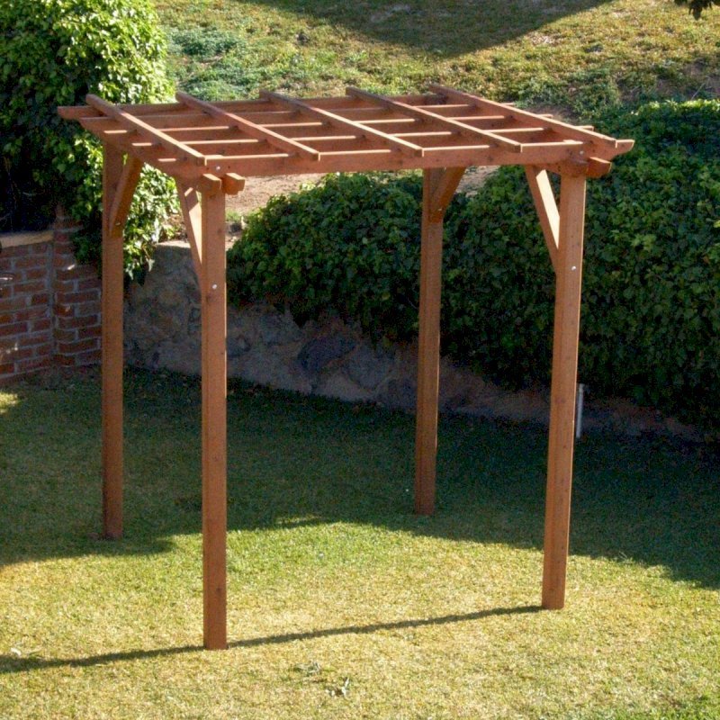 Small Pergola (Options: 8' x 8', Garden Type, Standard Timbers, Mature Redwood, Open Roof with Slats at 18", Rafters at 18", 9 ft Post Height, No Post Anchor Kit, No Ceiling Fan Base, No Privacy Panels, No Curtain Rods, Transparent Premium Sealant). Small Pergola (Options: 8' x 8', Garden Type, Standard Timbers, Mature Redwood, Open Roof with Slats at 18", Rafters at 18", 9 ft Post Height, No Post Anchor Kit, No Ceiling Fan Base, No Privacy Panels, No Curtain Rods, Transparent Premium Sealant).