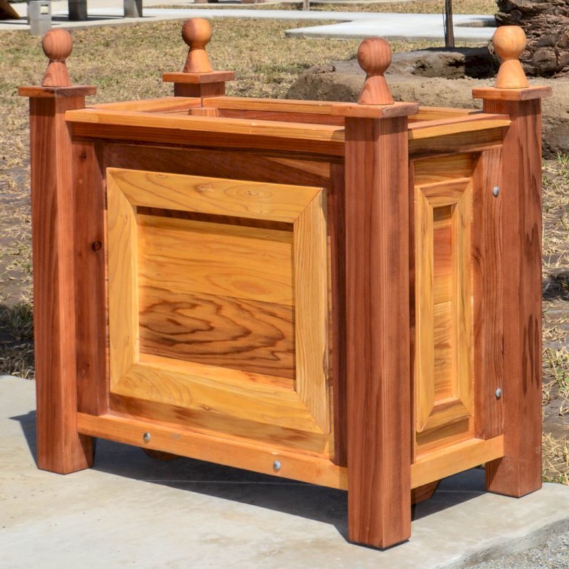 Soleil Planter (Options: 36" L, 18" W, 36" H, Redwood, 3-inch feet, No Growing Vegetables, Transparent Premium Sealant). Soleil Planter (Options: 36" L, 18" W, 36" H, Redwood, 3-inch feet, No Growing Vegetables, Transparent Premium Sealant).