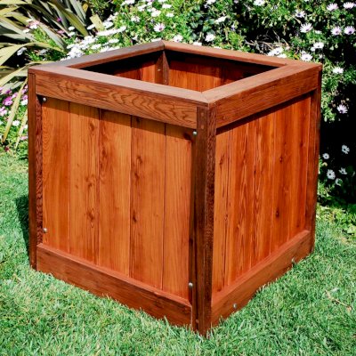 Sonoma Planters (Options: 36" L, 36" W x 36" H, Old-Growth Redwood, No Sitting Ledge, No Feet, No Trellis, Interior and Exterior of Box with Sealant (No Growing Vegetables), Transparent Premium Sealant).