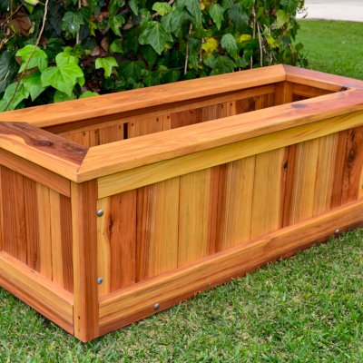 Sonoma Planters (Options: 48" L, 24" W x 24" H, California Redwood, Add Seating Ledge, No Feet, No Trellis, Interior and Exterior of Box with Sealant (No Growing Vegetables), Transparent Premium Sealant).