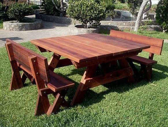 Square Heritage Large Wooden Picnic Table