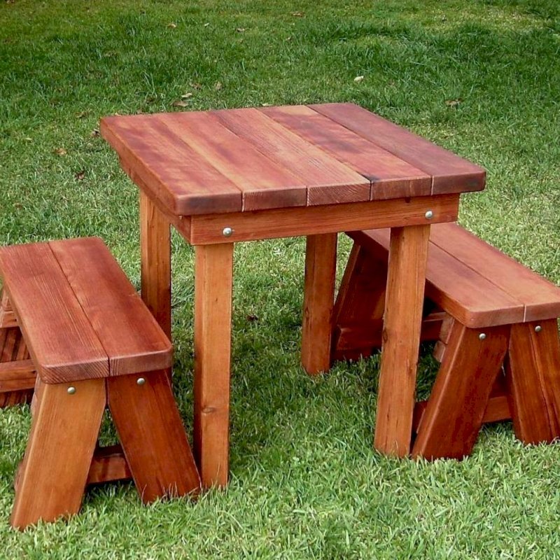 Square Patio Table (Options: 2.5', Side Benches, Mature Redwood, Classic Forever Benches, Standard tabletop option, Slightly Rounded Corners, No Umbrella Hole, Transparent Premium Sealant). Square Patio Table (Options: 2.5', Side Benches, Mature Redwood, Classic Forever Benches, Standard tabletop option, Slightly Rounded Corners, No Umbrella Hole, Transparent Premium Sealant).
