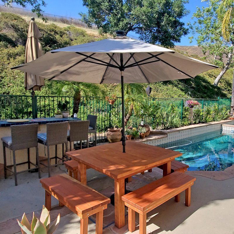 Square Patio Tables, How To Put An Umbrella Hole In A Table