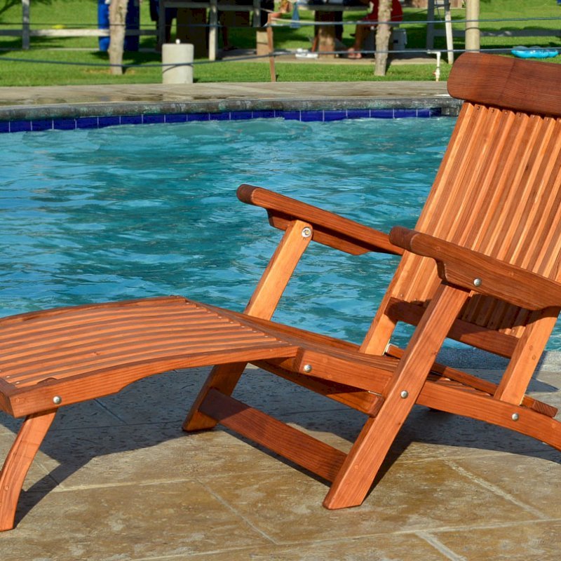 Steamer Wood Chaise Lounger (Options: Honeymoon, Mature Redwood, No Cushion, No Wheels, Transparent Premium Sealant). Steamer Wood Chaise Lounger (Options: Honeymoon, Mature Redwood, No Cushion, No Wheels, Transparent Premium Sealant).