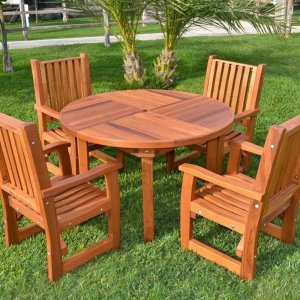 Round Wooden Card Table Custom Redwood Tables for Sale