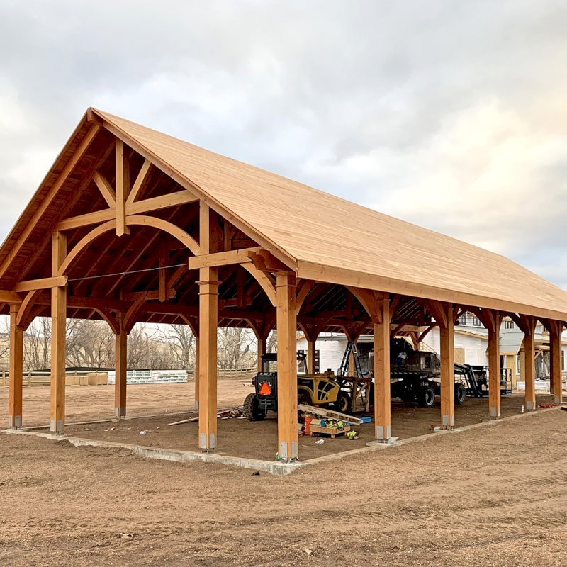 80' L x 34' W Cardinal's Nest Pavilion. Shots taken by assembly crew prior to final roofing being added. 80' L x 34' W Cardinal's Nest Pavilion. Shots taken by assembly crew prior to final roofing being added.