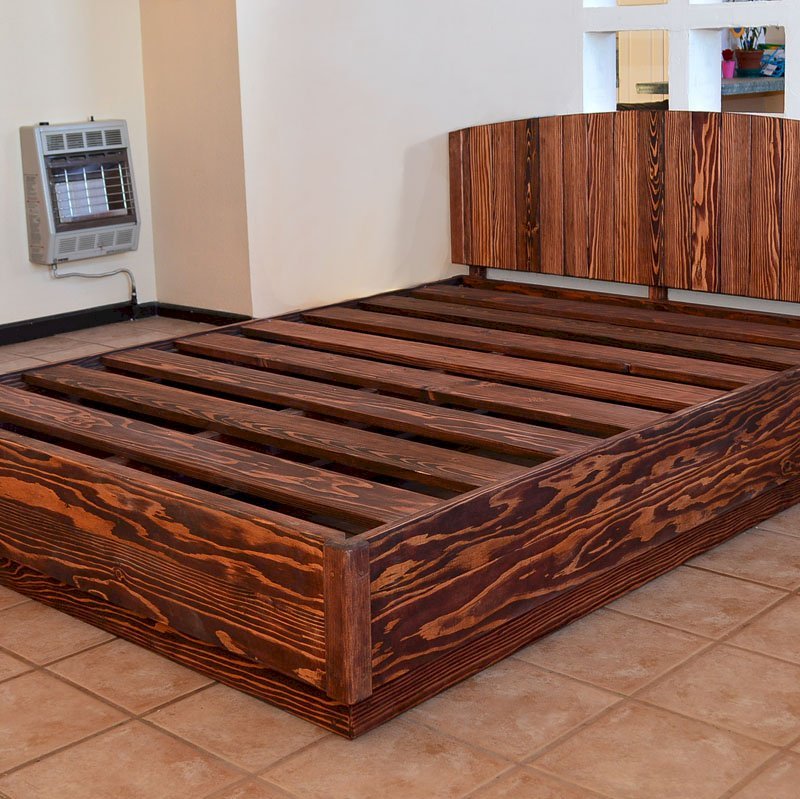 The Chest Bed (Options: Queen Size, Douglas-fir, Halfmoon Headboard, 1 Set of Drawers on West Side of Bed, Coffee-Stain Premium Sealant). The Chest Bed (Options: Queen Size, Douglas-fir, Halfmoon Headboard, 1 Set of Drawers on West Side of Bed, Coffee-Stain Premium Sealant).
