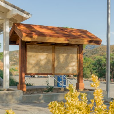 Information kiosks for US Forest Service installation (Options: 7' x 11', 8x8 Posts, California Redwood, Transparent Premium Sealant).