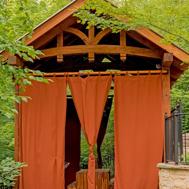 The Granada Pavilion (Options: 6in x 6in post thickness, 18' L x 15' W, No Privacy Panels, California Redwood with a 15-year warranty, No Fascia Board for Gutters, 10.5ft Post Height, 1 Electrical Wiring Trim, No Post Decorative Trim, 4-post Anchor Kit for Gale-Wind, 3 Ceiling Fan Bases (CUSTOM REQUEST), 4 Heavy Duty Curtain Rods & Stainless Steel Hangars, Transparent Premium Sealant). Photo Courtesy of J. Rynerson of Franklin, Tennessee. The Granada Pavilion (Options: 6in x 6in post thickness, 18' L x 15' W, No Privacy Panels, California Redwood with a 15-year warranty, No Fascia Board for Gutters, 10.5ft Post Height, 1 Electrical Wiring Trim, No Post Decorative Trim, 4-post Anchor Kit for Gale-Wind, 3 Ceiling Fan Bases (CUSTOM REQUEST), 4 Heavy Duty Curtain Rods & Stainless Steel Hangars, Transparent Premium Sealant). Photo Courtesy of J. Rynerson of Franklin, Tennessee.